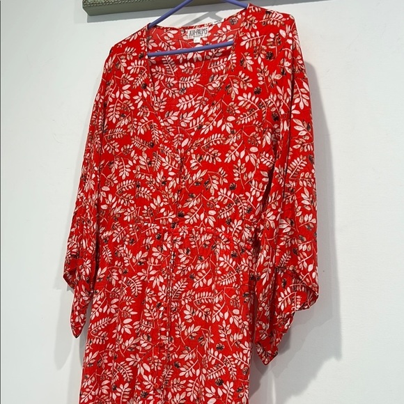 XIX PALMS Honolulu Hawaii kimono maxi dress Floral Red Dress women’s one size - Picture 7 of 9